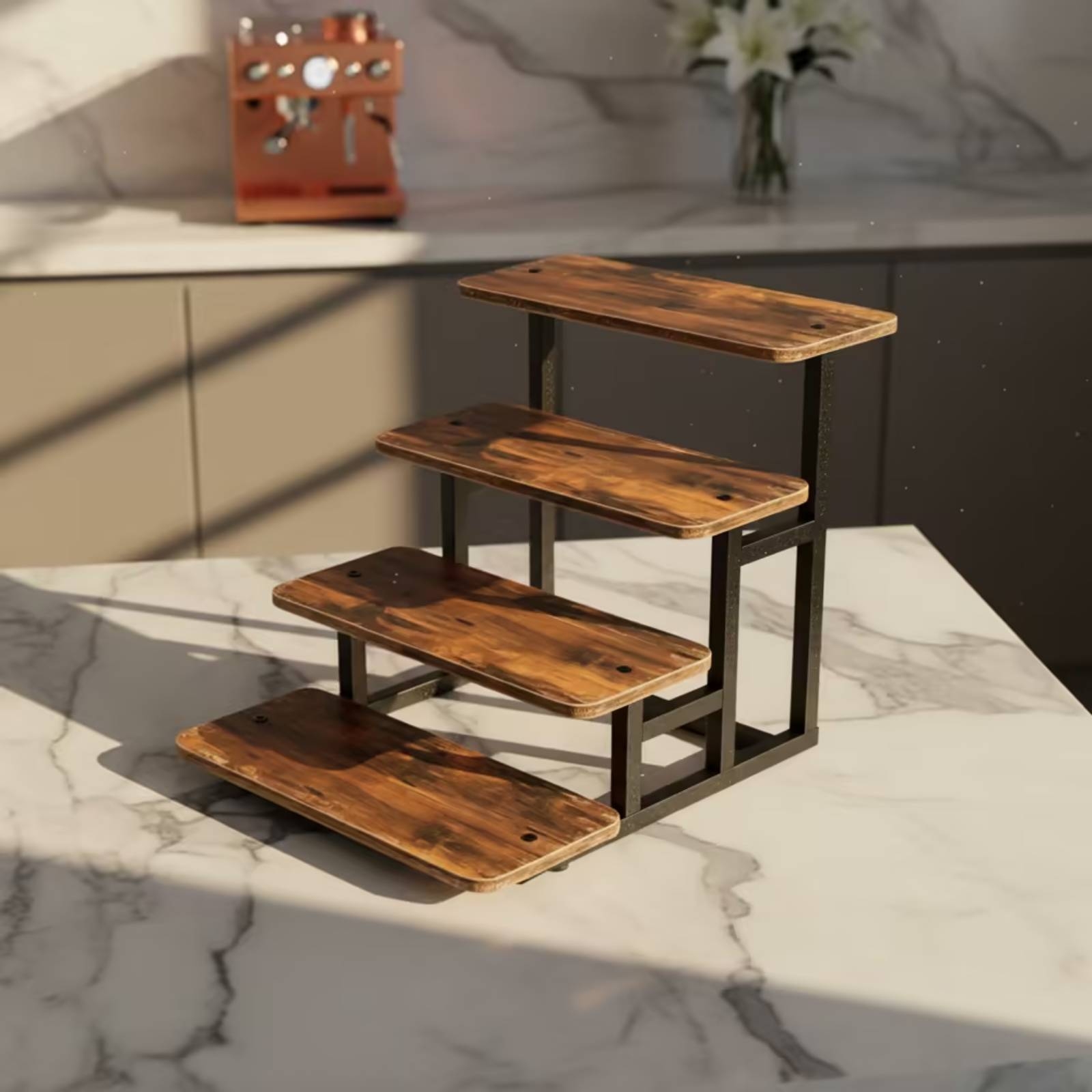 Display Risers Set - حامل عرض خشبي من 4 طبقات