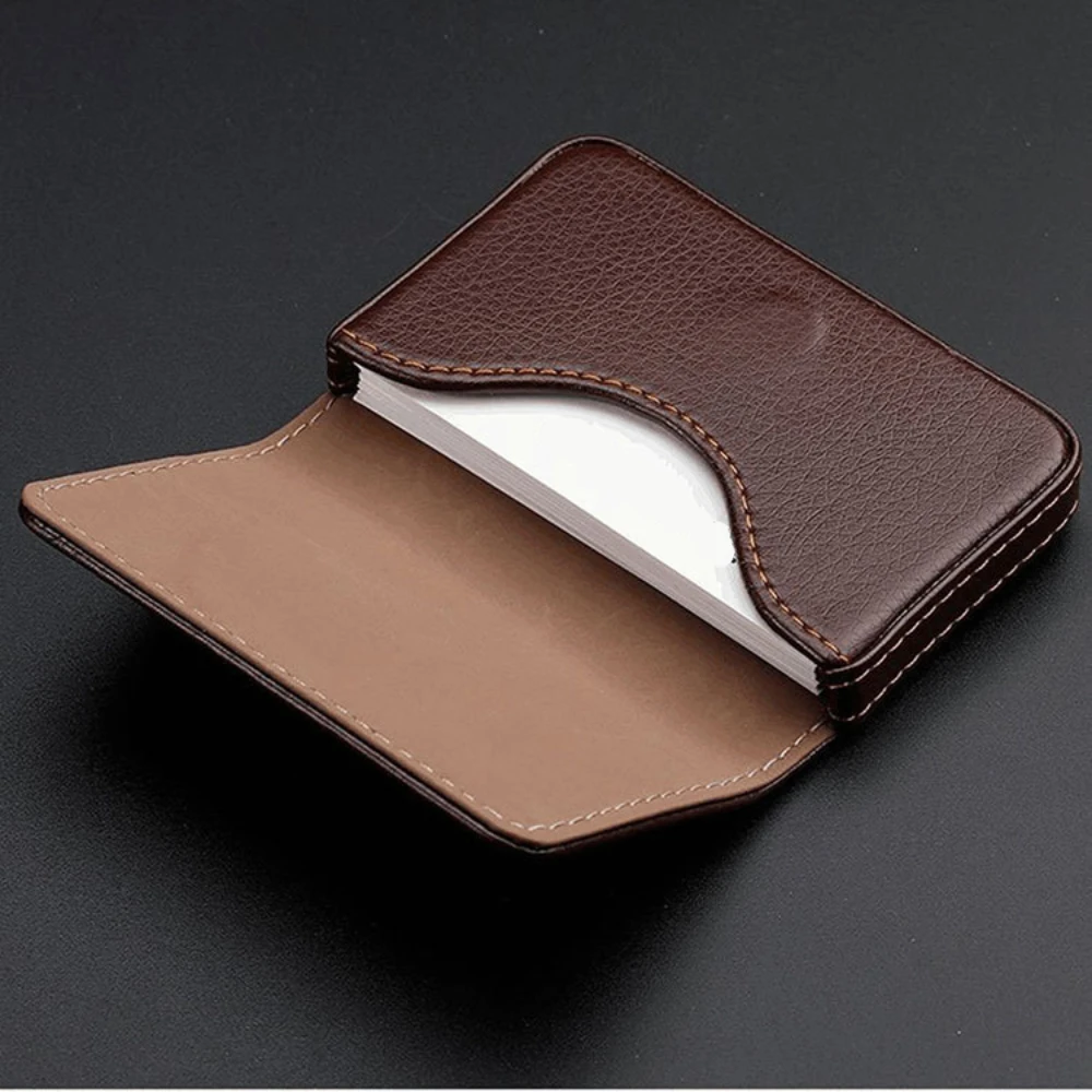 Card Top Loader - حامل بطاقات الائتمان المصنوع من جلد
