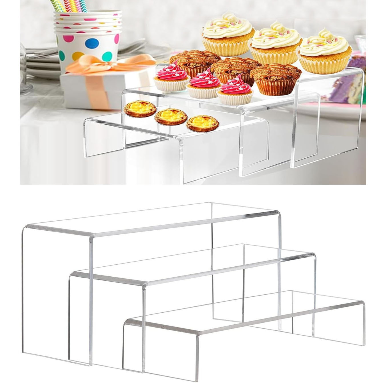 Pop Display Shelf - 3 قطع من أرفف العرض الأكريليكية،