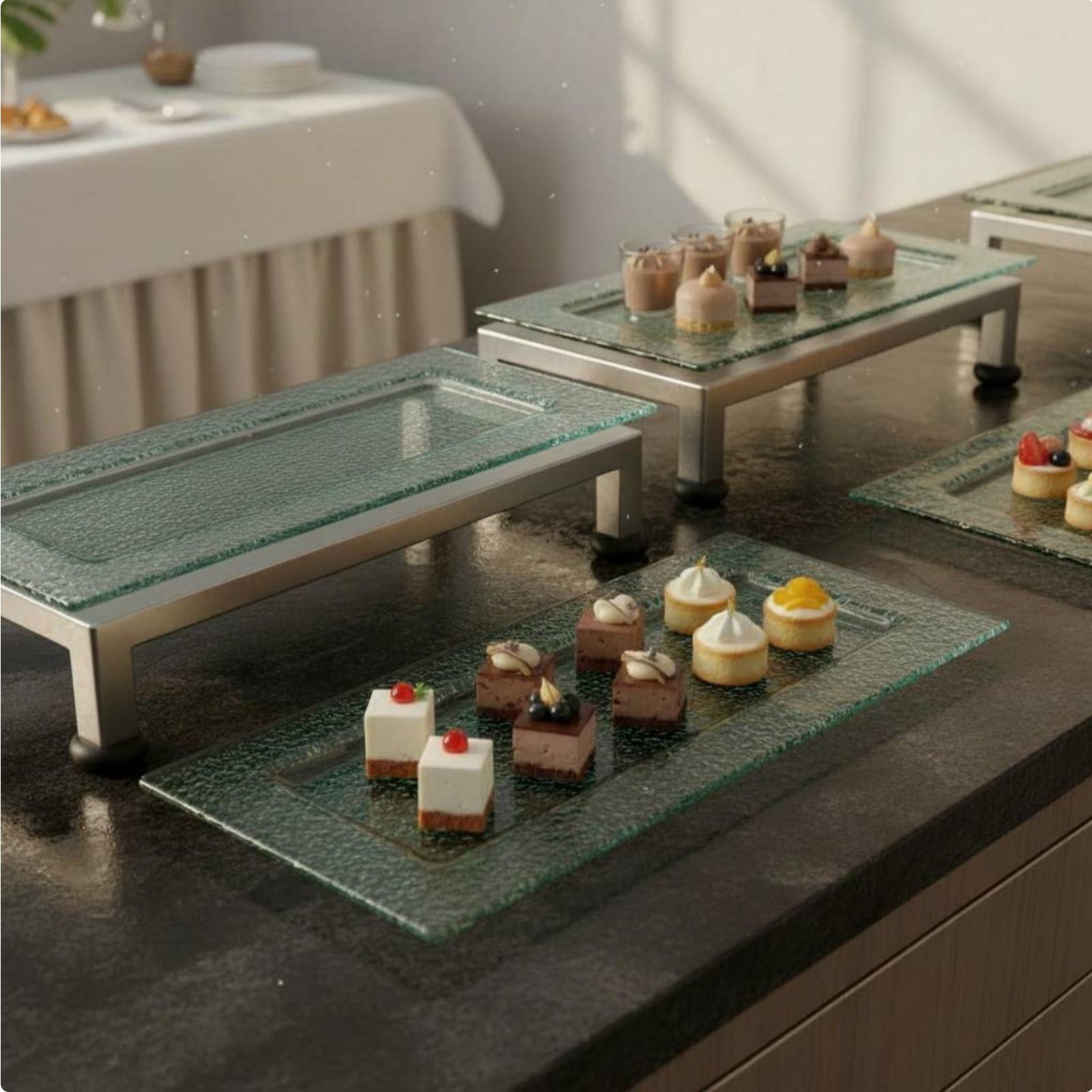 Display Risers Set - حامل تقديم ثلاثي الطبقات متعدد الوظائف،