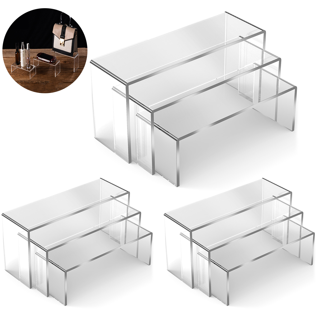 Display Risers Set - 3/6/9 قطعة حامل عرض أكريليك صندوق