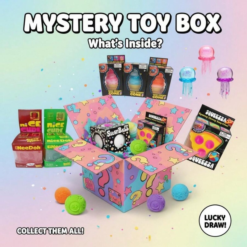 صندوق ألعاب سكويشي مكعب وحيوان - مراجعة Mystery Box Blind Bag وسعره