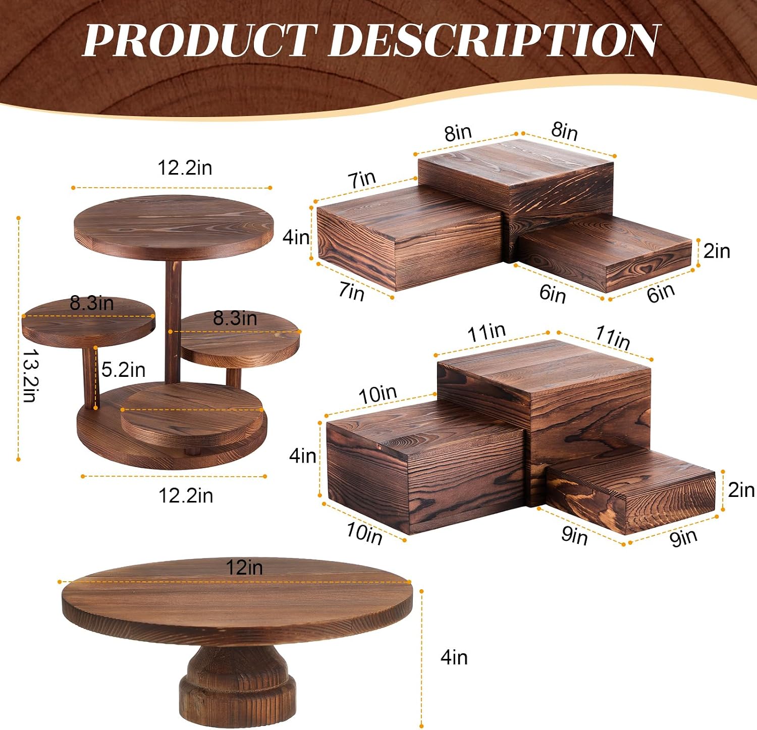 مجموعة من 8 حوامل كيك خشبية دا - مراجعة Display Risers Set وسعره